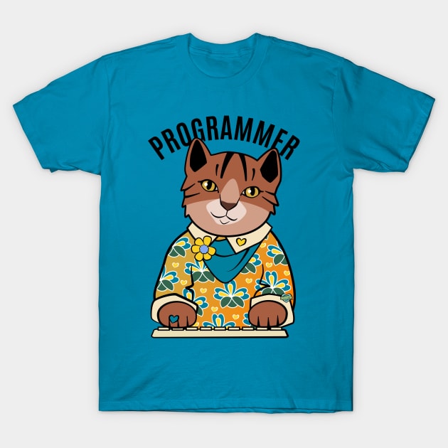 Programmer Girl Cat T-Shirt by Sue Cervenka